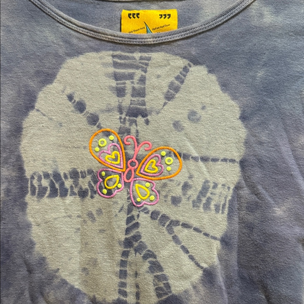 UNIF Blue Tie-Dye Top with Graphic Design - Picture 3 of 5